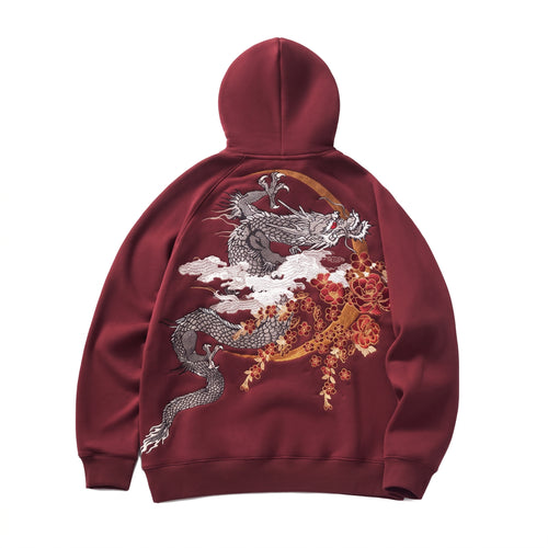 Ryūjin Ember Embroidered Dragon Hoodie